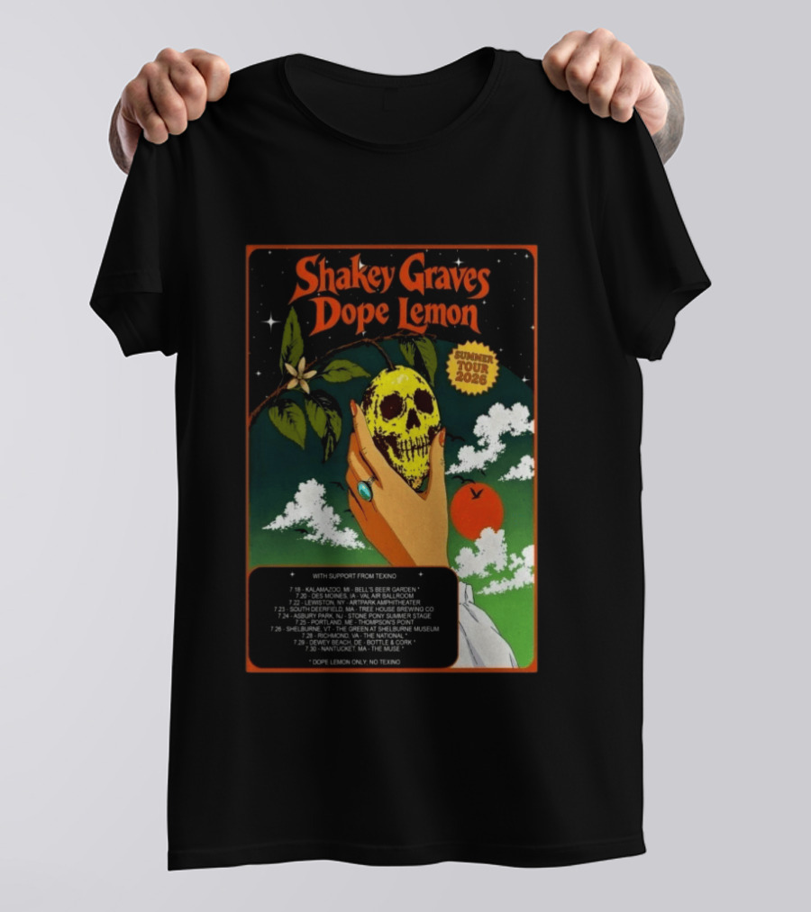 Shakey Graves Dope Lemon Summer Tour 2026 With Texino Support T-Shirt
