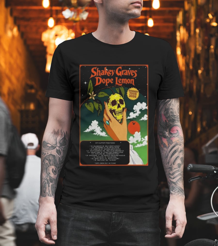 Shakey Graves Dope Lemon Summer Tour 2026 With Texino Support T-Shirt