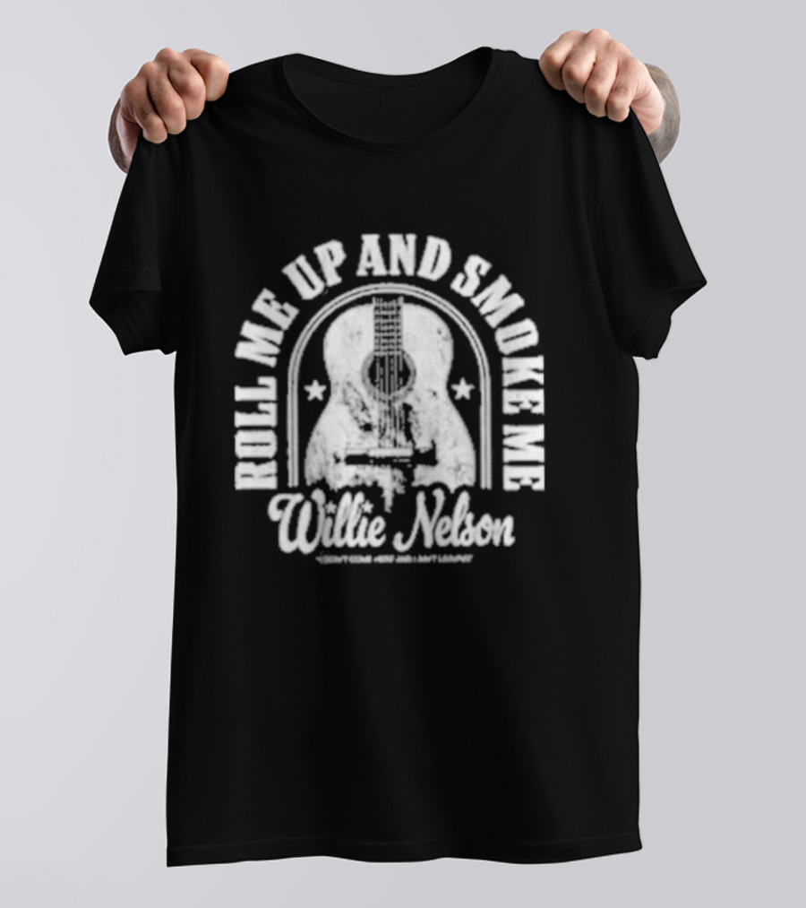 Roll Me Up And Smoke Me Willie Nelson Guitar T-Shirt