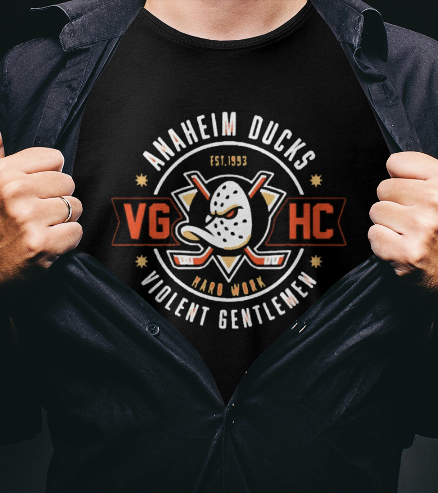 Anaheim Ducks Violent Gentlemen Hard Work Est 1993 VG HC T-Shirt