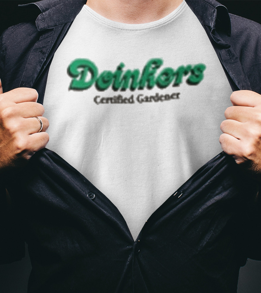 Doinkers Certified Gardener Green Text Gardening T-Shirt