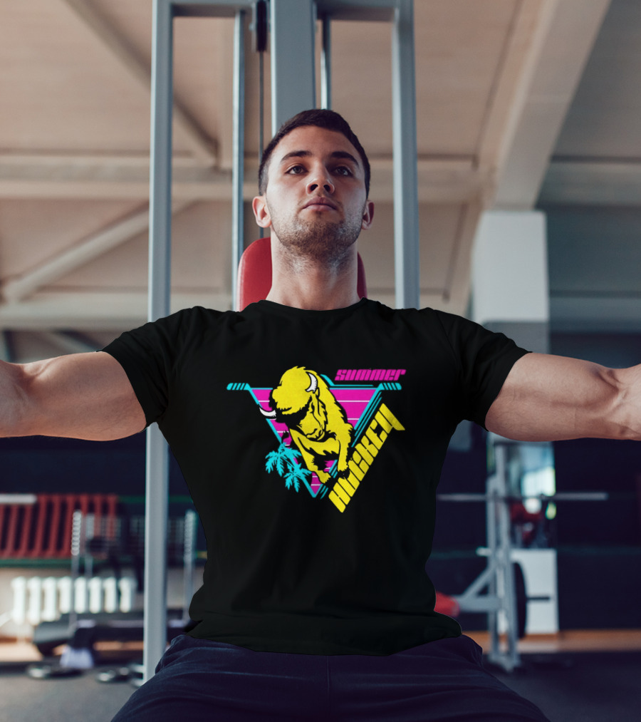 Summer Hockey Buffalo Retro Neon Triangle Vibes T-Shirt