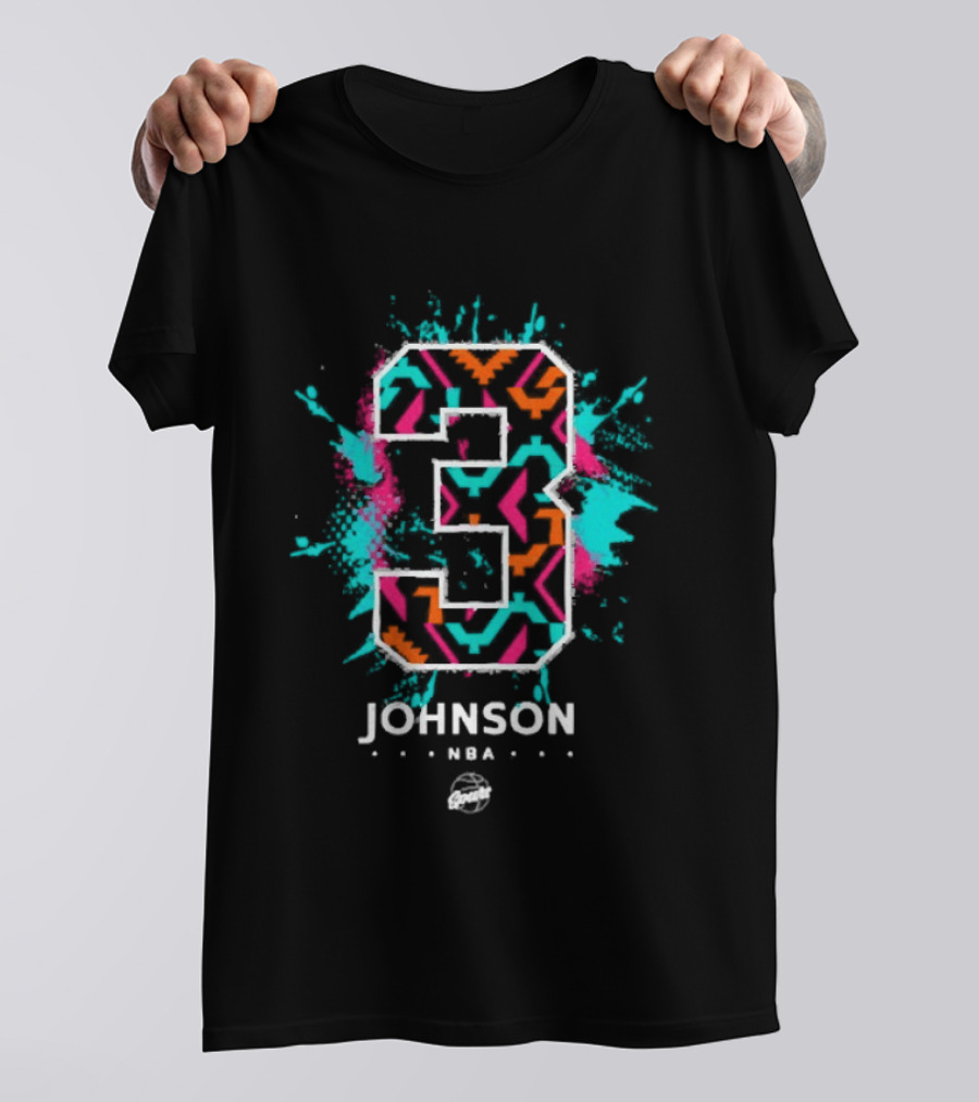 Keldon Johnson Spurs NBA Number 3 Artistic Splatter T-Shirt