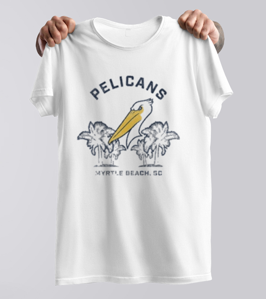 Myrtle Beach Pelicans 108 Stitches Ladies Natural Vista Palm Trees T-Shirt