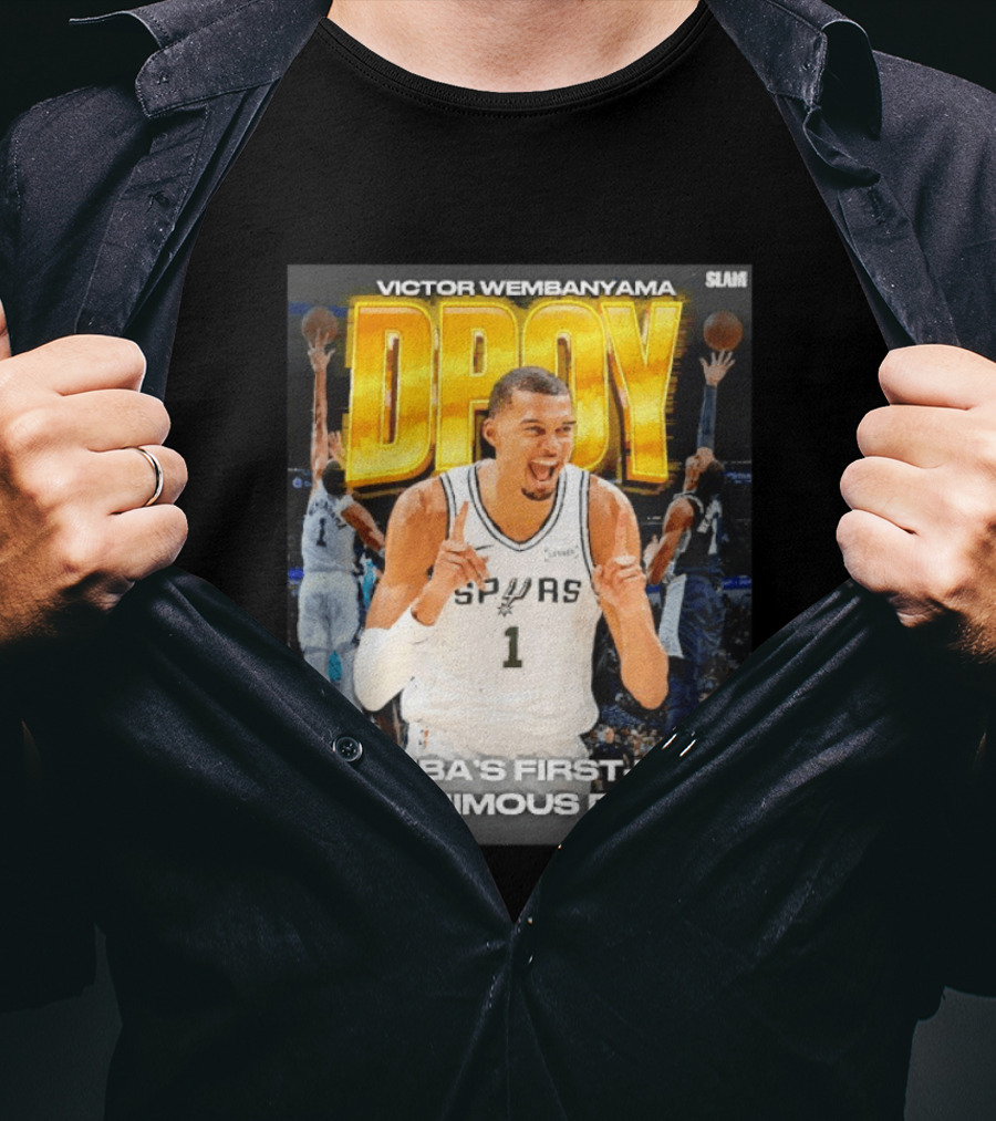 Victor Wembanyama Spurs Basketball NBA First Ever Unanimous DPOY Recognition T-Shirt