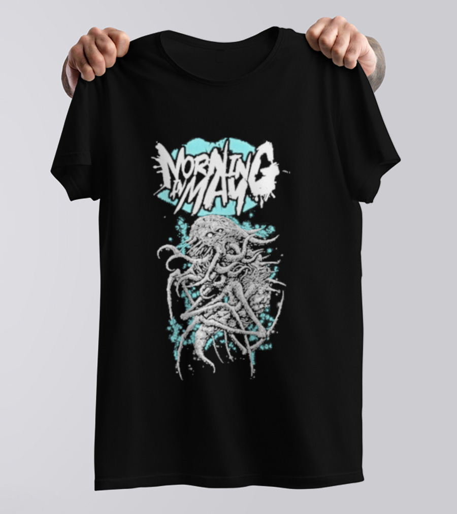 Morning In May Monster Splatter Style Aqua White T-Shirt