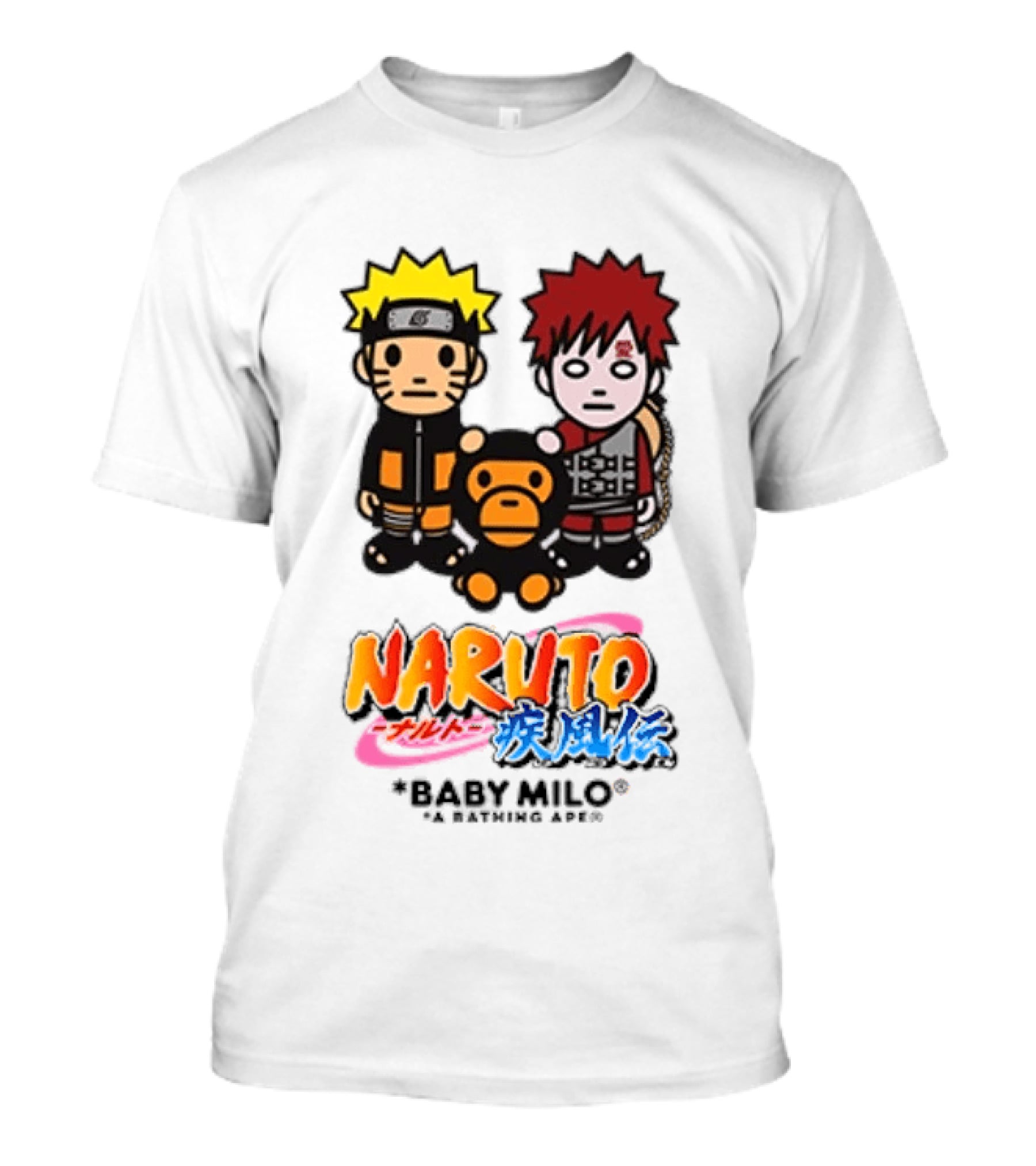 Naruto Baby Milo A Bathing Ape Collaboration With Gaara And Baby Milo Characters T-Shirt