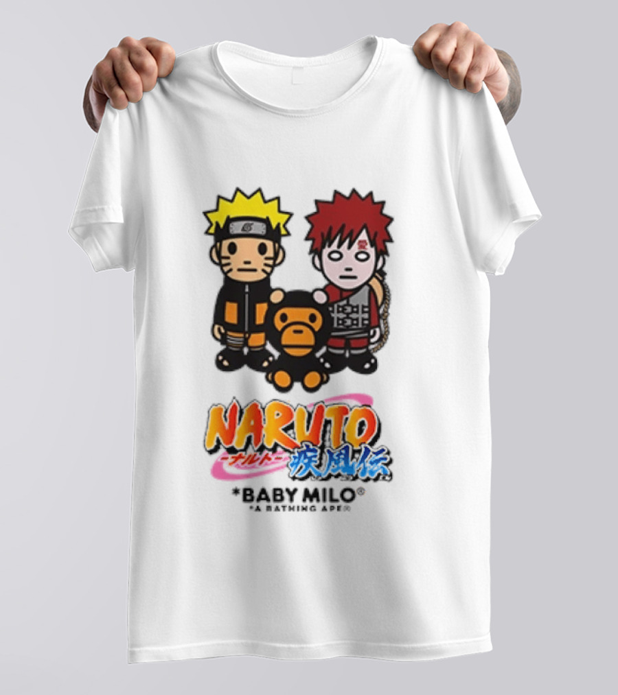 Naruto Baby Milo A Bathing Ape Collaboration With Gaara And Baby Milo Characters T-Shirt