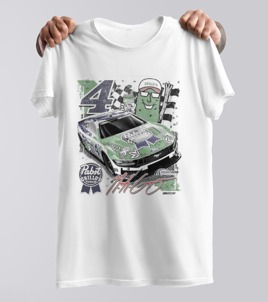 NASCAR Pabst Blue Ribbon Grillo's Pickles Car Number 4 Racing Collaboration T-Shirt