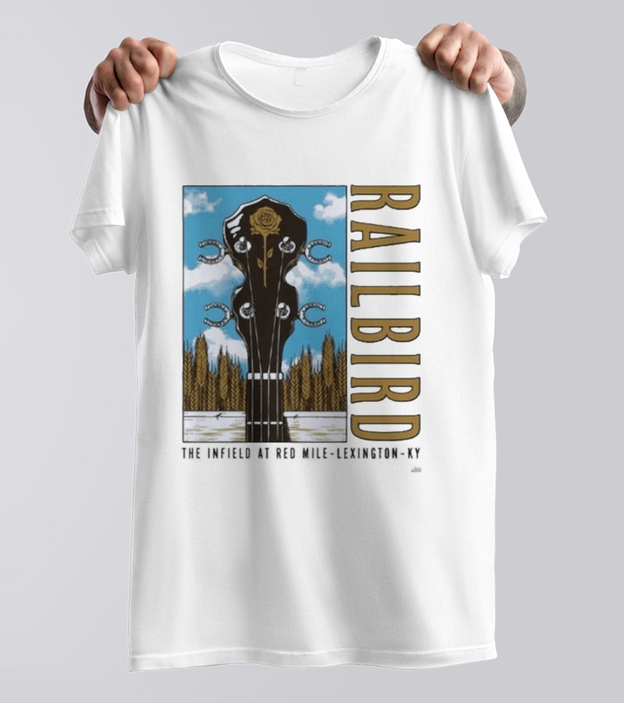 Railbird Festival June 6 7 2026 The Infield At Red Mile Lexington KY Banjo And Horseshoe T-Shirt