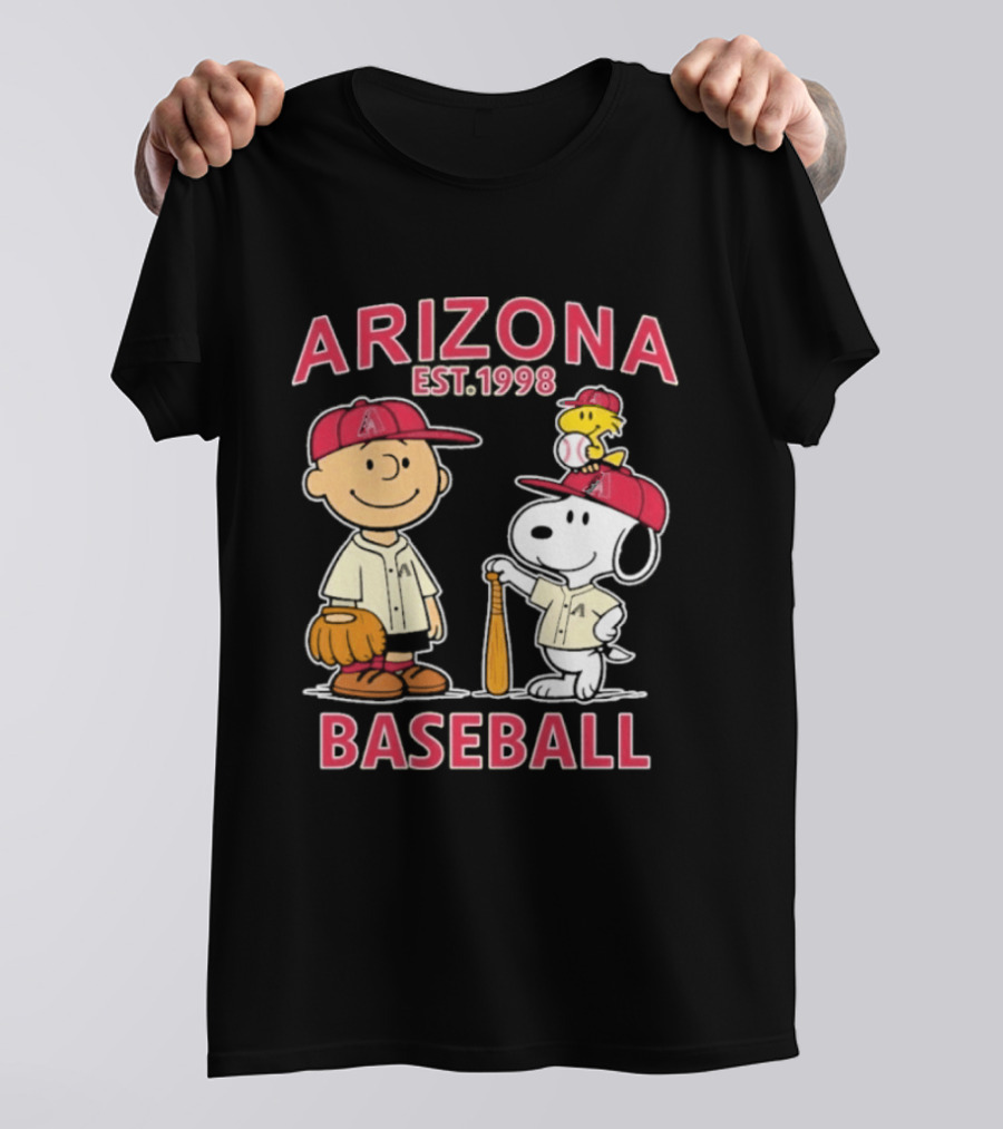 Arizona Est. 1998 Snoopy Woodstock Baseball Team Brown T-Shirt