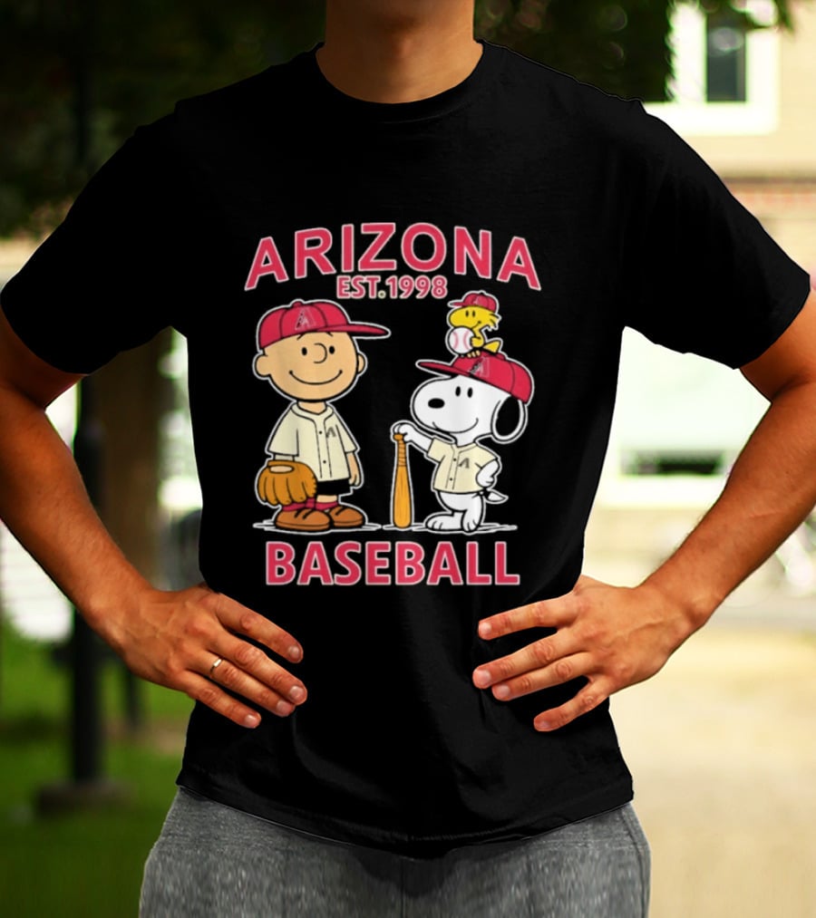 Arizona Est. 1998 Snoopy Woodstock Baseball Team Brown T-Shirt
