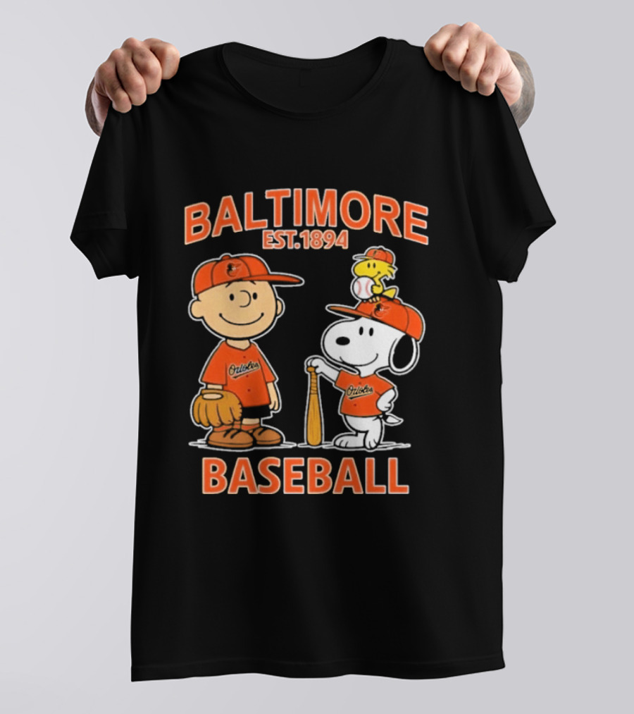 Baltimore Est. 1894 Baseball Snoopy Woodstock Charlie Brown T-Shirt