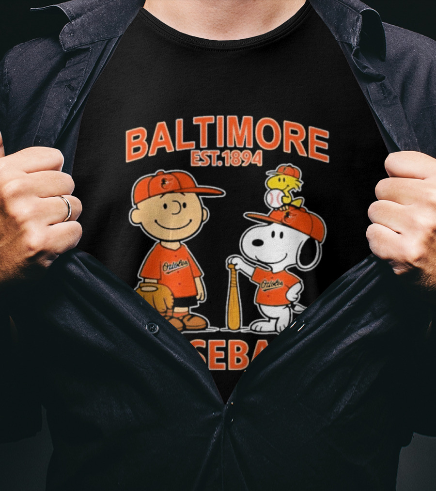 Baltimore Est. 1894 Baseball Snoopy Woodstock Charlie Brown T-Shirt