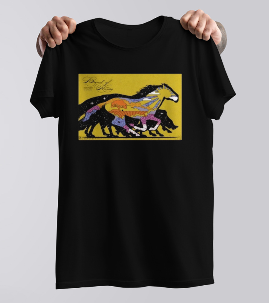 Band Of Horses April 22 2026 Detroit MI Black Horse Psychedelic Landscape T-Shirt