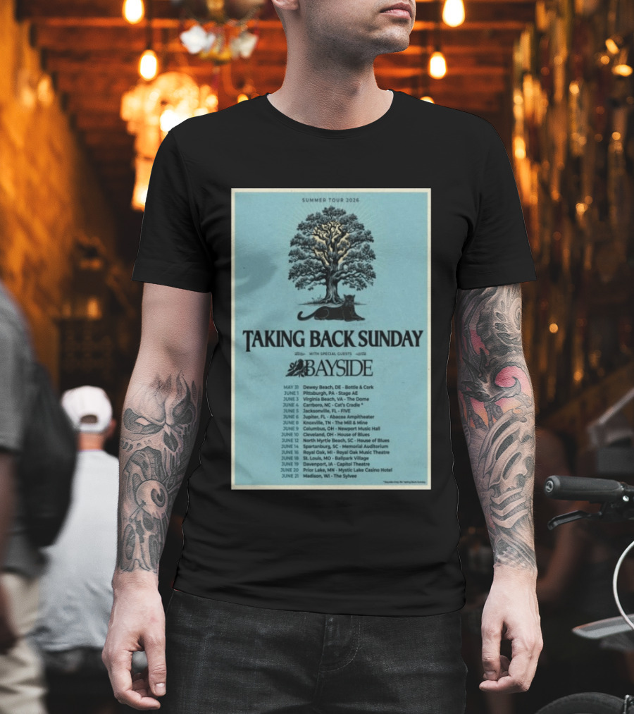 Summer Tour 2026 Taking Back Sunday With Bayside Concert Dates And Locations T-Shirt
