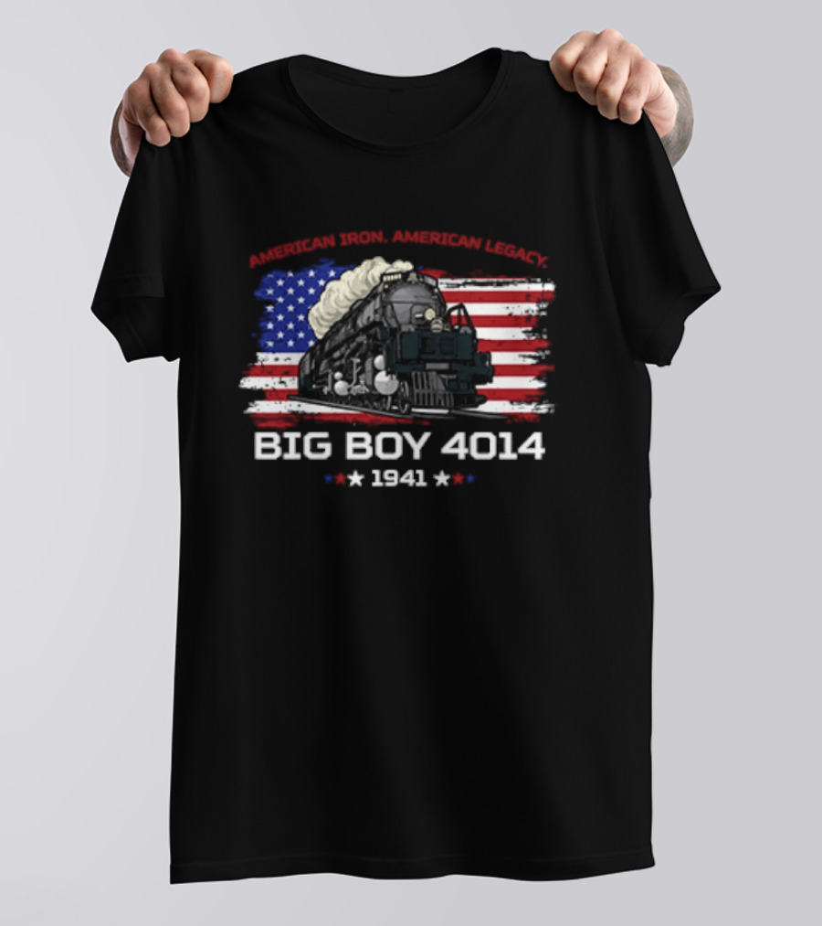 Promoting Real American Iron Big Boy 4014 1941 USA Flag Stars Stripes T-Shirt