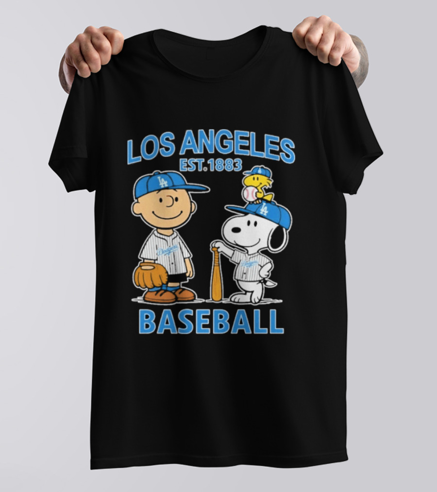 Los Angeles Baseball Est. 1883 Snoopy Woodstock Peanuts Brown T-Shirt