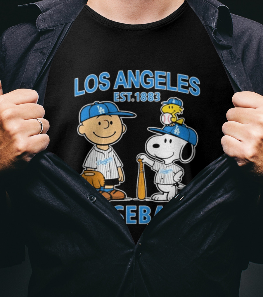 Los Angeles Baseball Est. 1883 Snoopy Woodstock Peanuts Brown T-Shirt