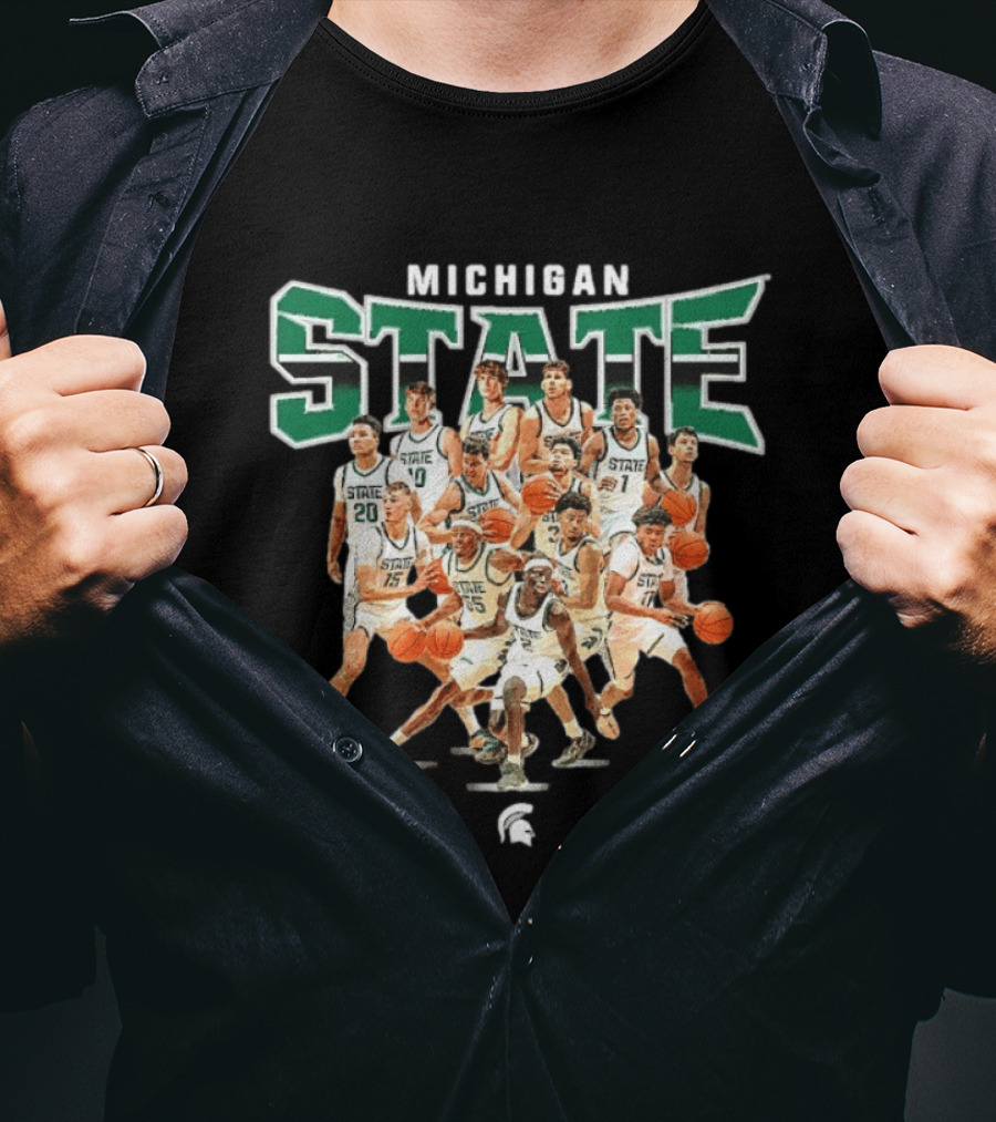 Michigan State Spartans Basketball Team Collage T-Shirt