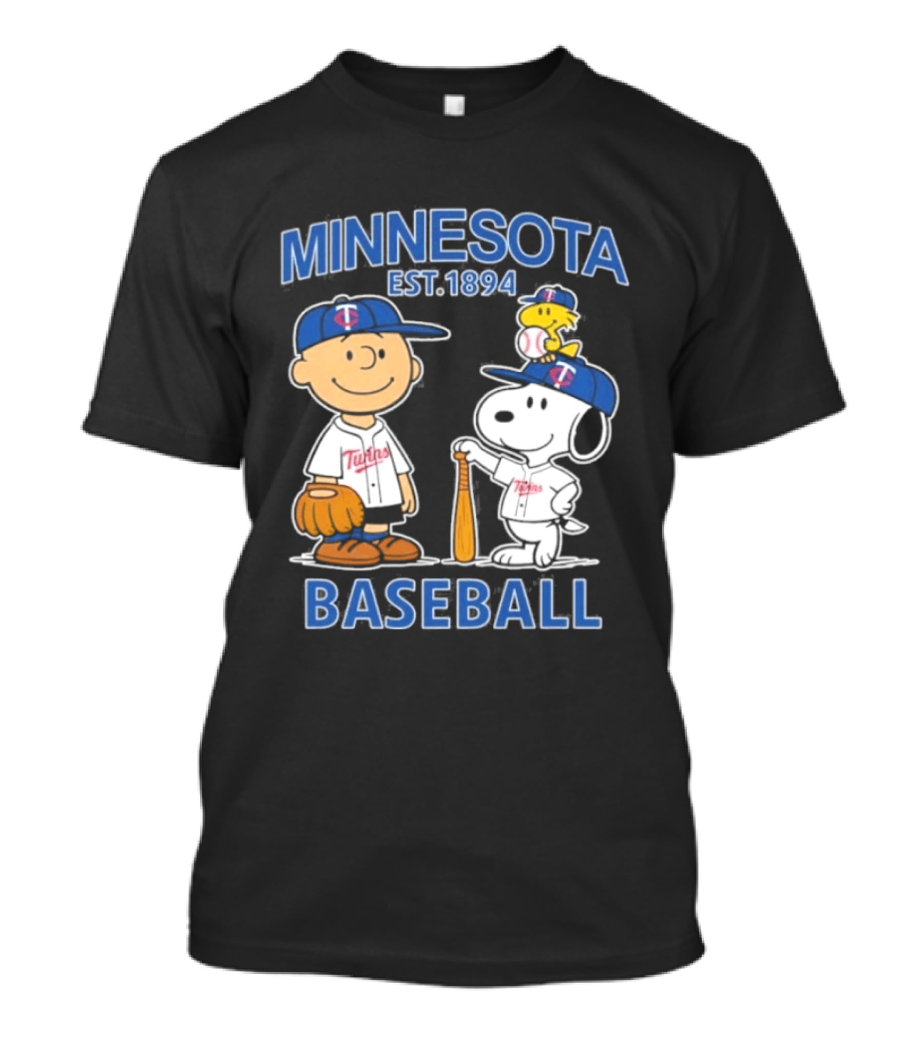 Minnesota Twins Baseball Est 1894 Snoopy Woodstock Charlie Brown T-Shirt