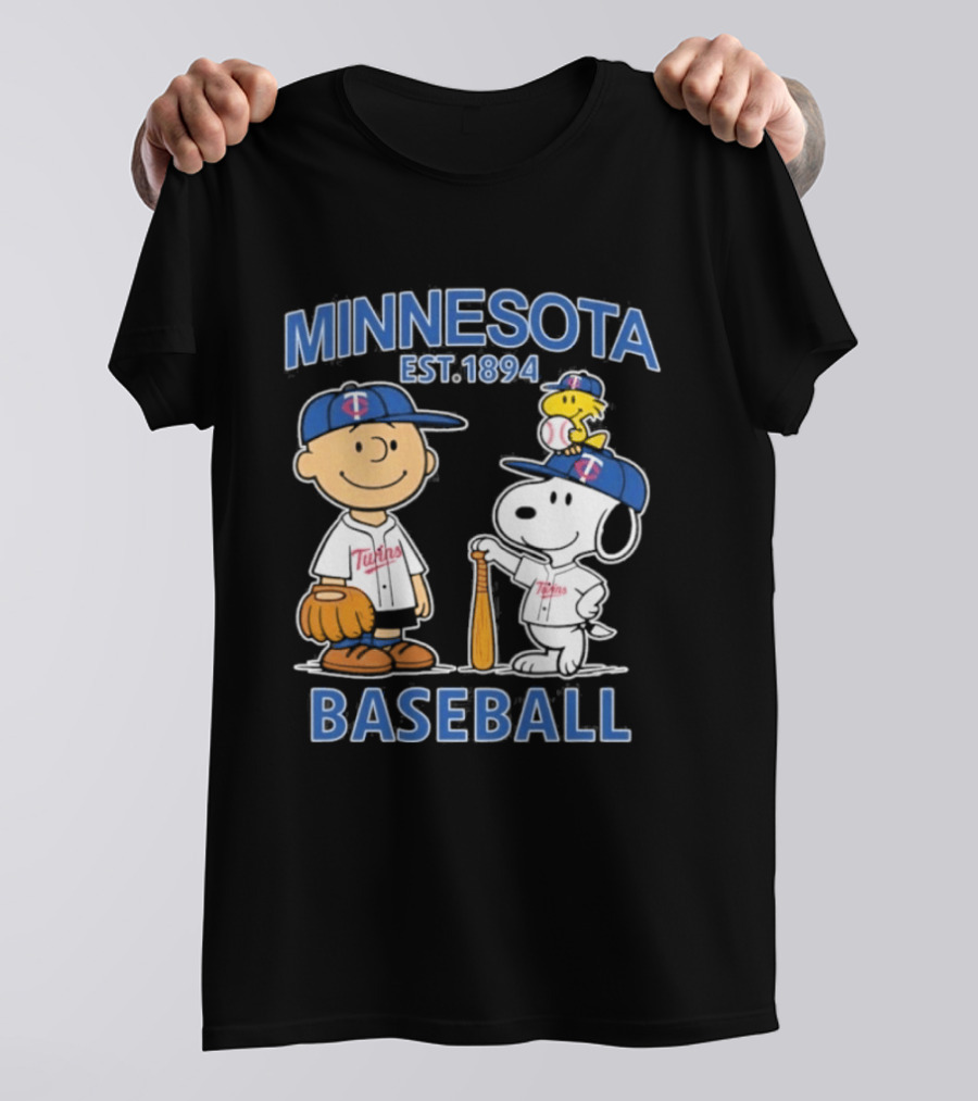 Minnesota Twins Baseball Est 1894 Snoopy Woodstock Charlie Brown T-Shirt