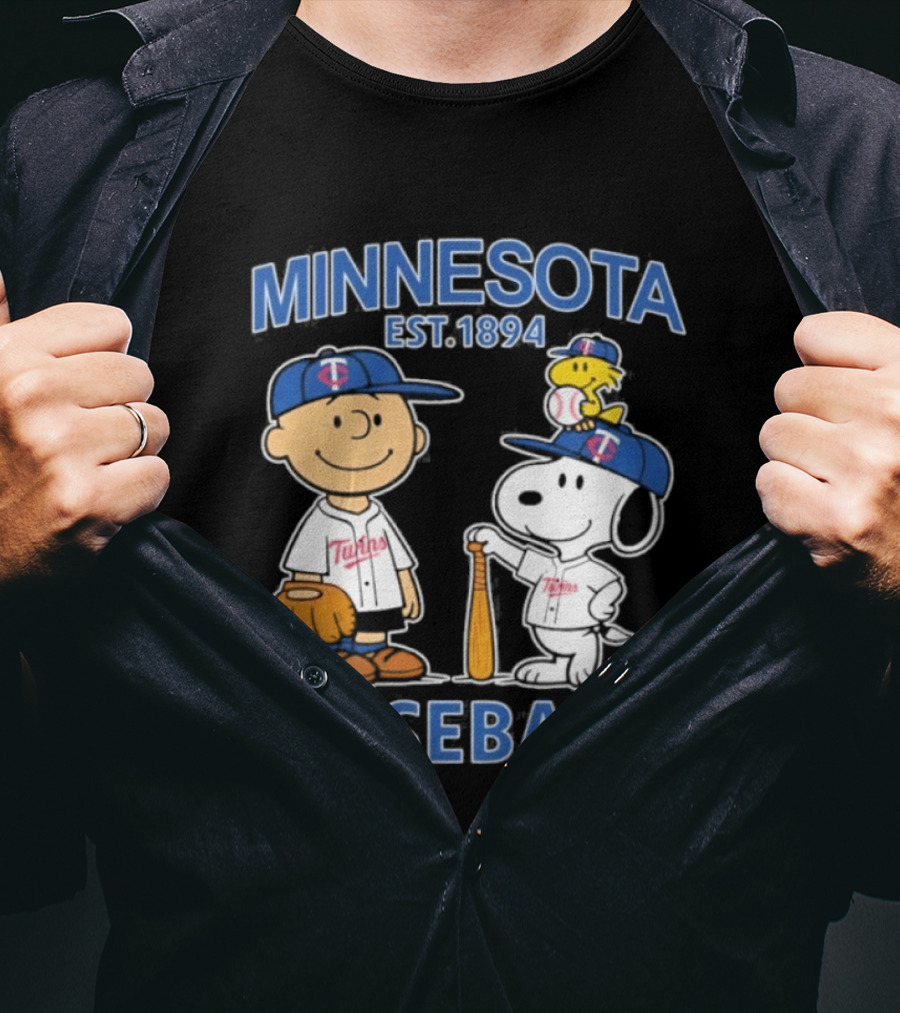Minnesota Twins Baseball Est 1894 Snoopy Woodstock Charlie Brown T-Shirt