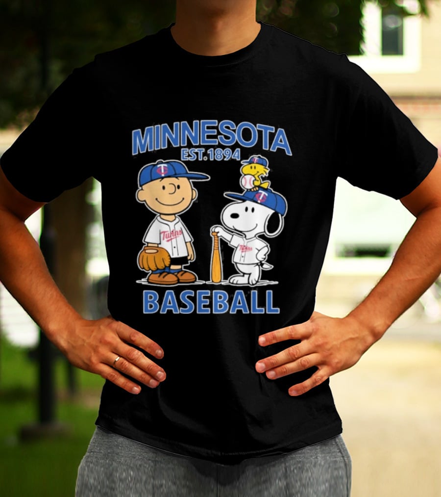 Minnesota Twins Baseball Est 1894 Snoopy Woodstock Charlie Brown T-Shirt