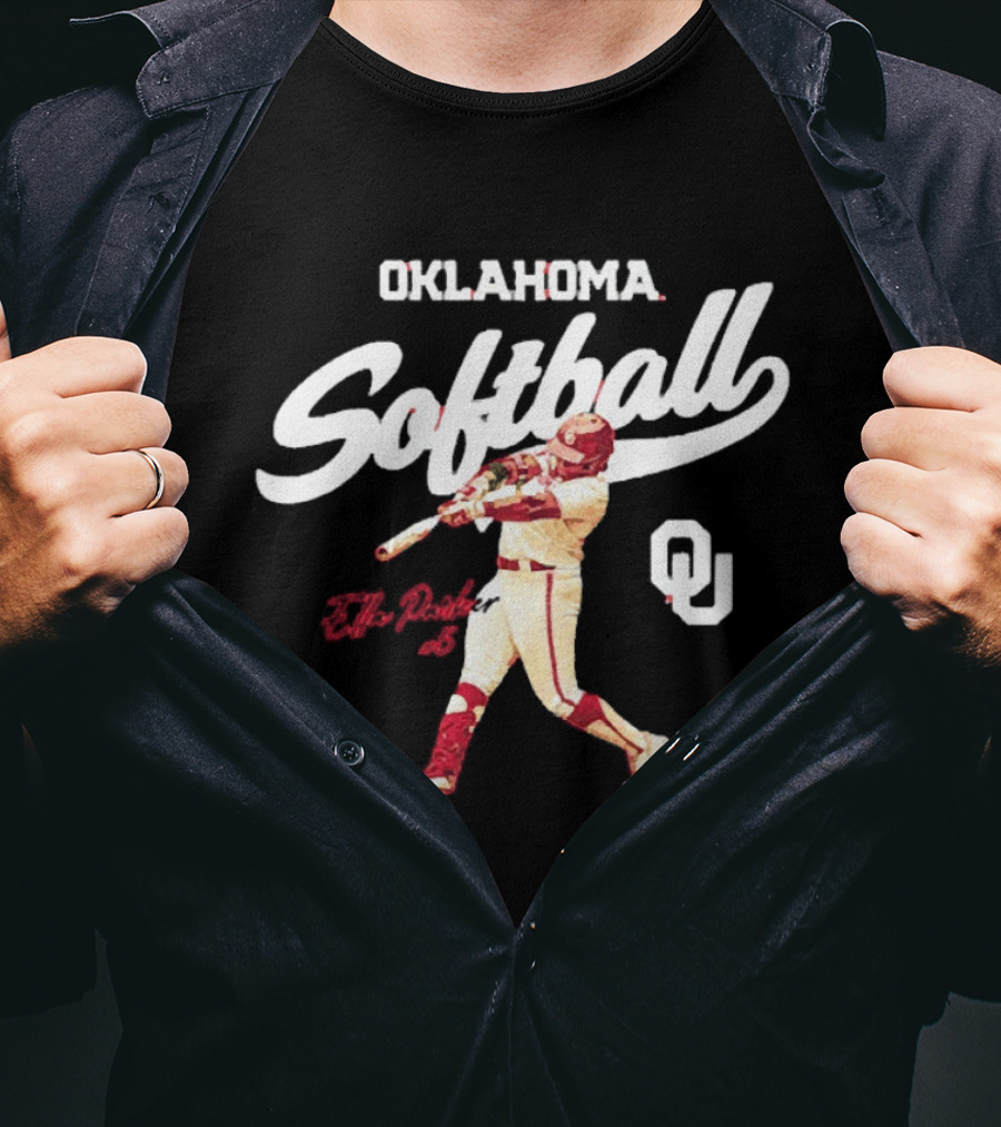 Oklahoma Softball Ella Parker 5 Sooners NCAA Player Action T-Shirt