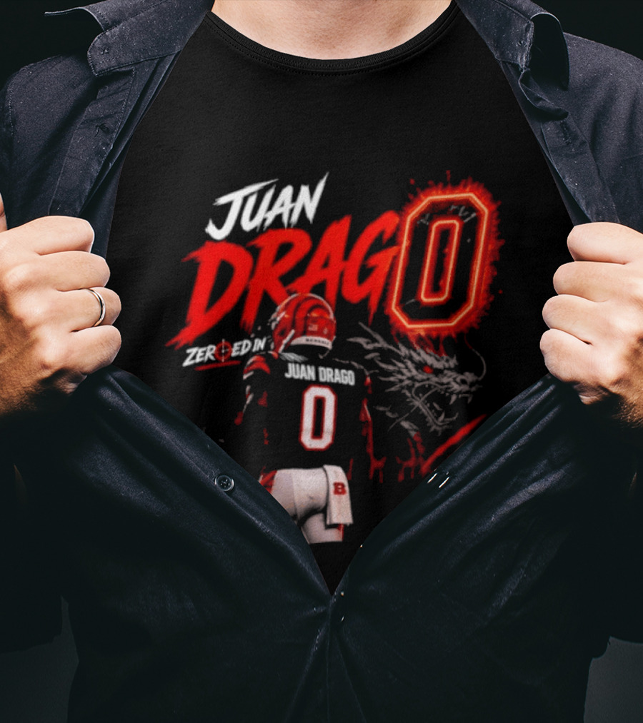 Juan Drago 0 Cincinnati Bengals Dragon Claw Football T-Shirt