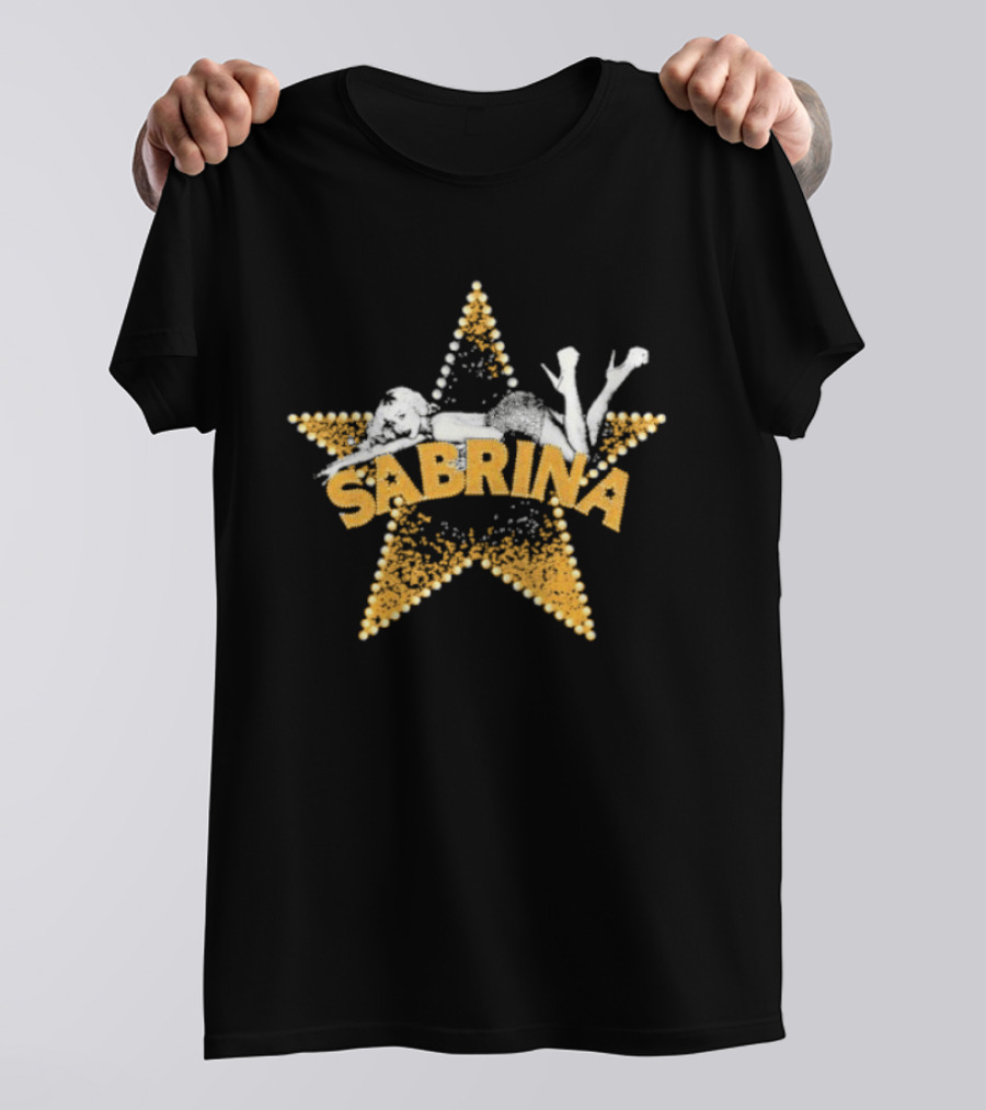Sabrina Yellow Star With White Outline And Figure T-Shirt