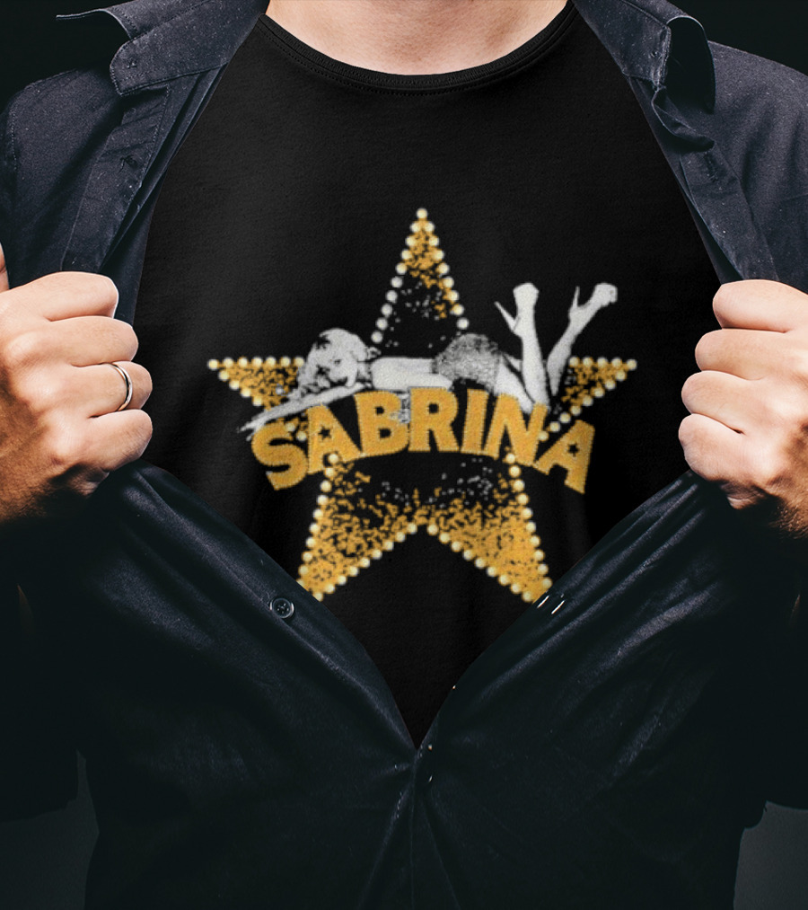 Sabrina Yellow Star With White Outline And Figure T-Shirt