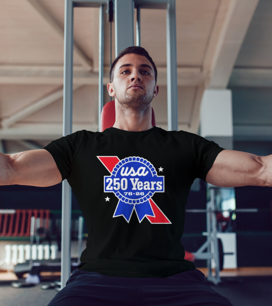 USA 250 Years Blue Ribbon 76 26 Celebration Stars T-Shirt