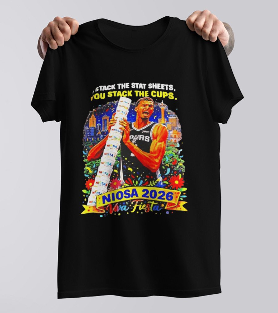 Victor Wembanyama Spurs NIOSA 2026 Viva Fiesta Stack The Stat Sheets T-Shirt