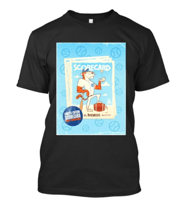 Limited Edition Scorecard Detroit Vs Brewers April 21 23 Vintage Baseball T-Shirt