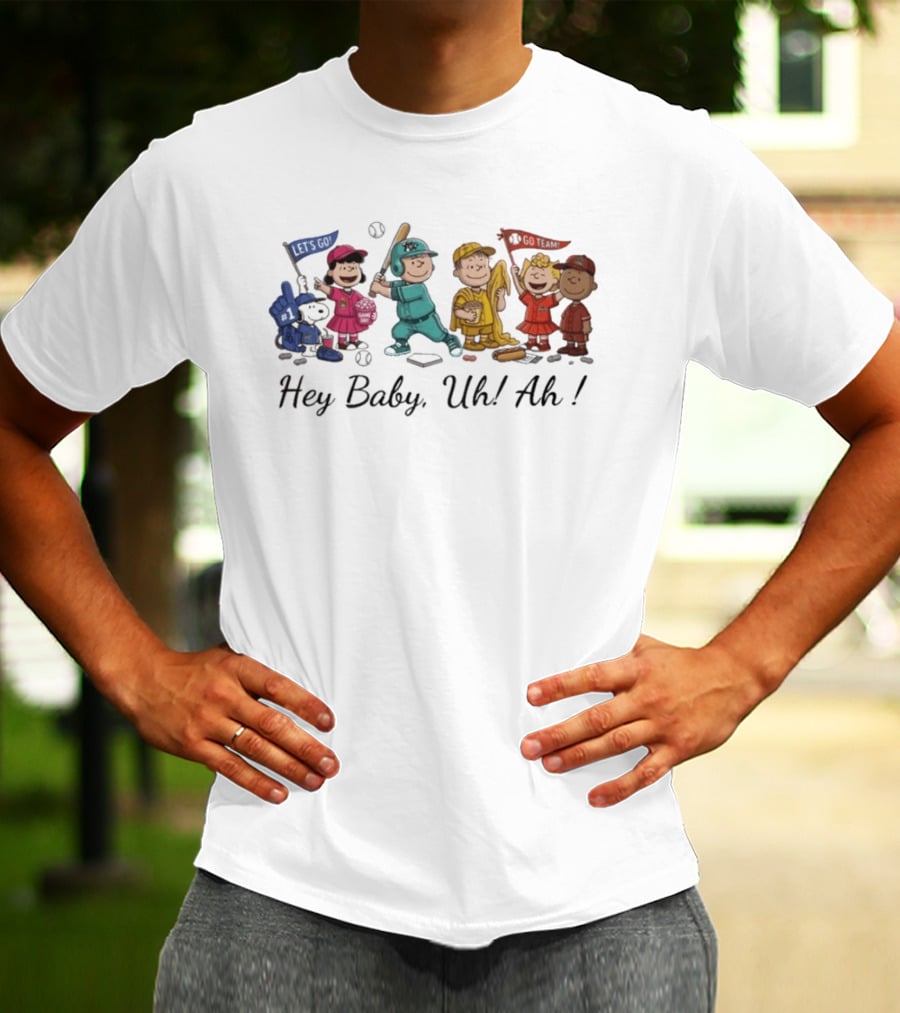 Peanuts Characters Banana Ball Hey Baby Uh Ah Baseball T-Shirt