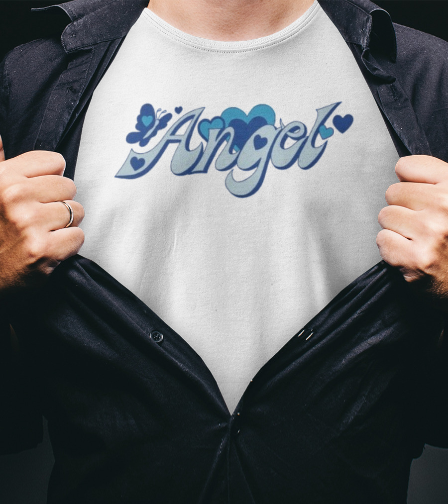 Angel Butterfly Heart Blue Hearts Big Bud Press T-Shirt