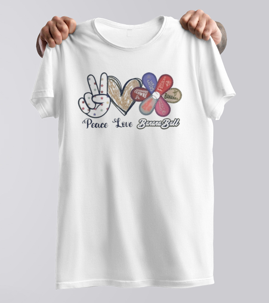 Peace Love Banana Ball 2026 Flower Power T-Shirt