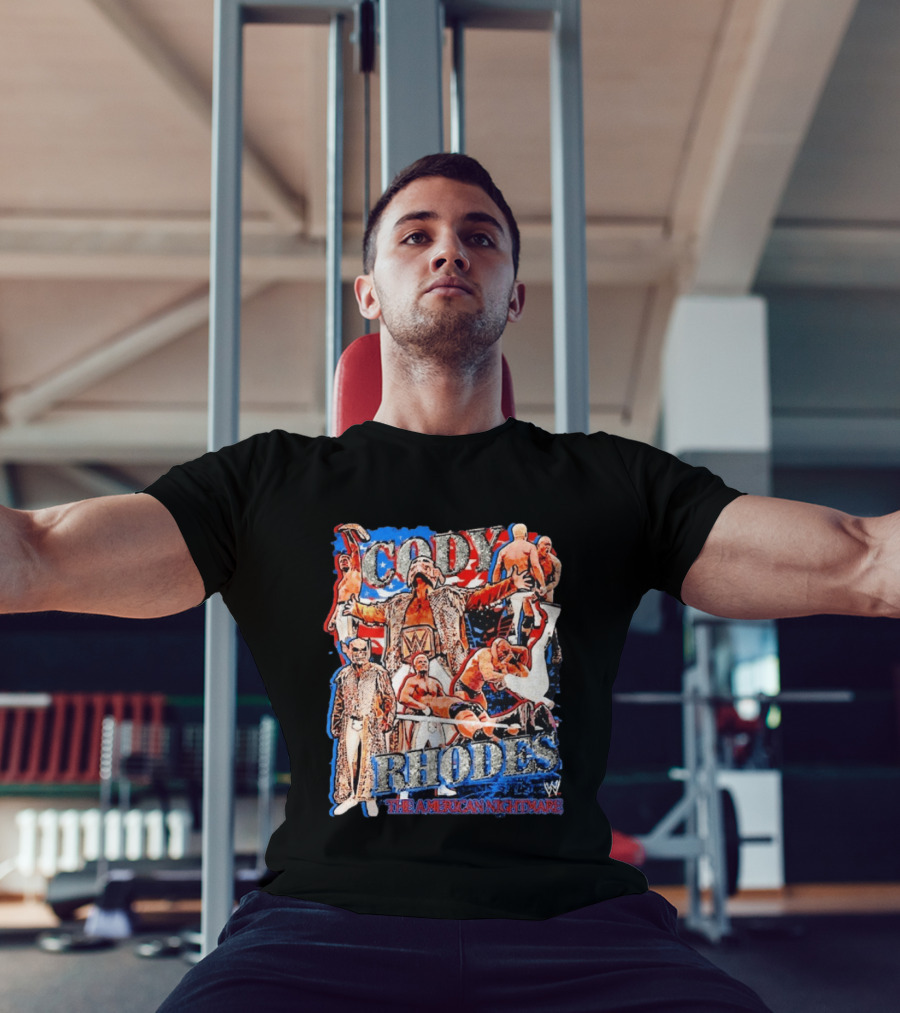 Cody Rhodes WWE The American Nightmare Red White Blue Collage T-Shirt