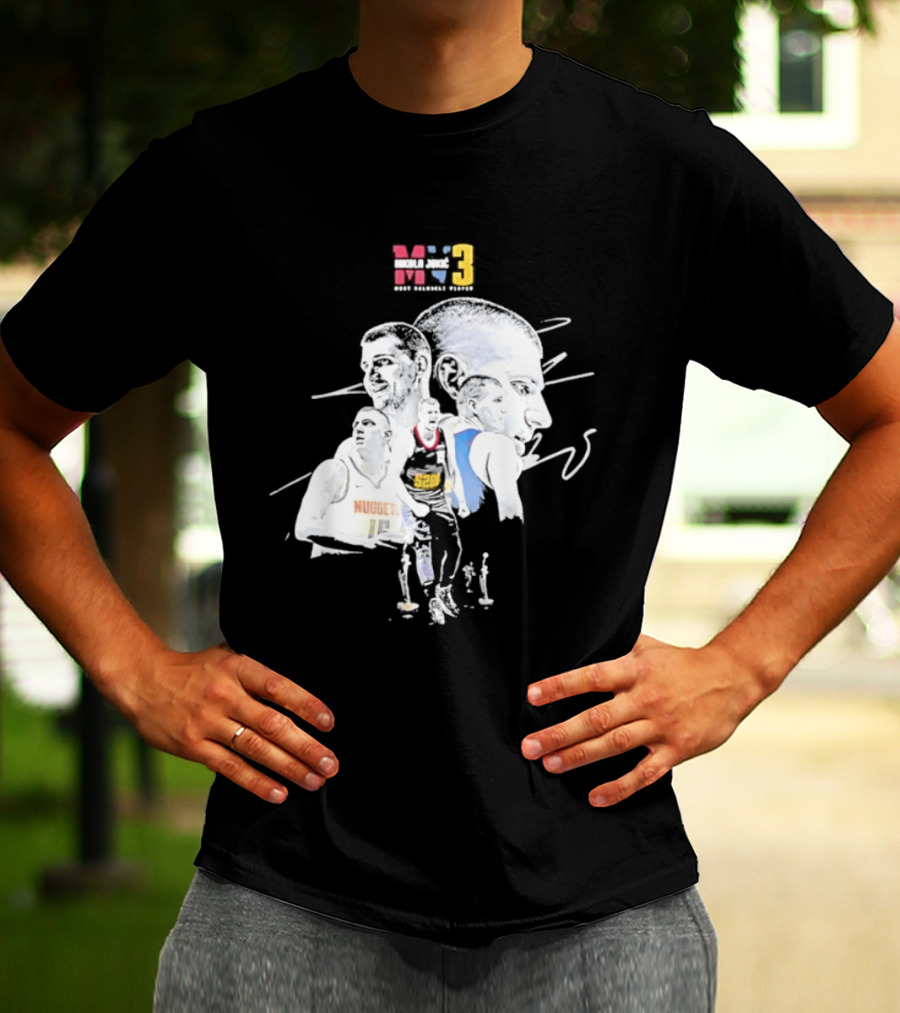 Denver Nuggets Nikola Jokic 3 MVP Basketball Art NBA 15 T-Shirt