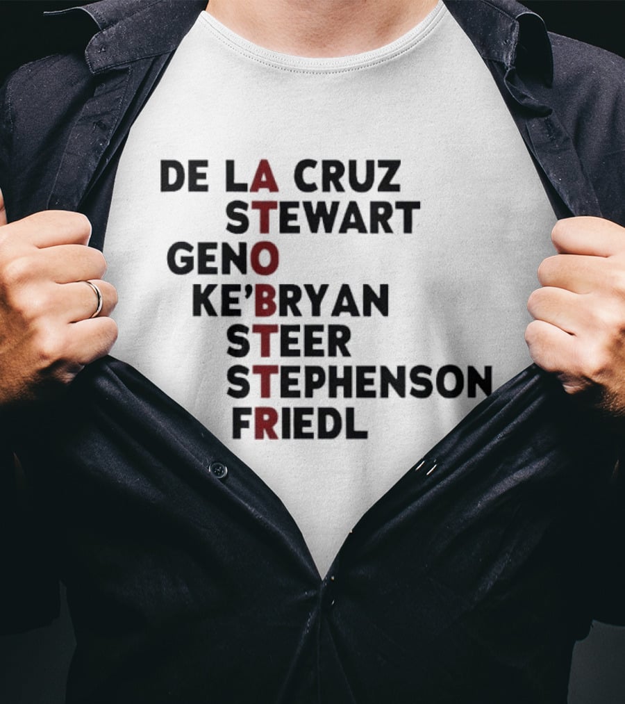 Cincinnati Baseball De La Cruz Stewart Geno Ke'Bryan Steer Stephenson Friedl ATOBTTR Names T-Shirt