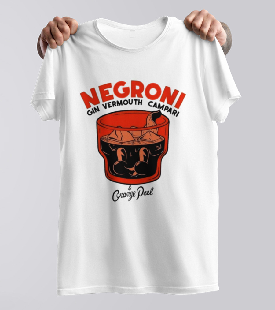 Negroni Gin Vermouth Campari With Orange Peel And Ice Retro Comic T-Shirt