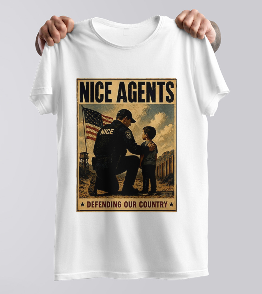 Nice Agents Defending Our Country Flag Patch Officer And Child T-Shirt