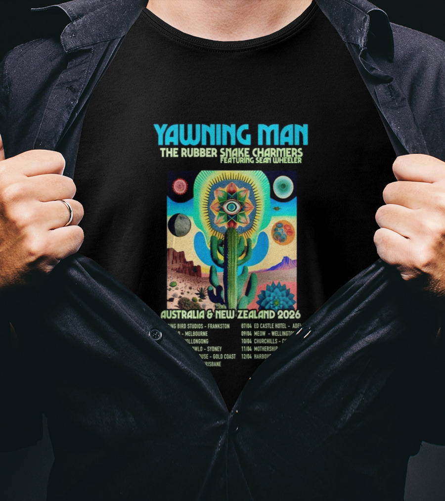 Yawning Man The Rubber Snake Charmers Featuring Sean Wheeler Australia & New Zealand 2026 Tour T-Shirt