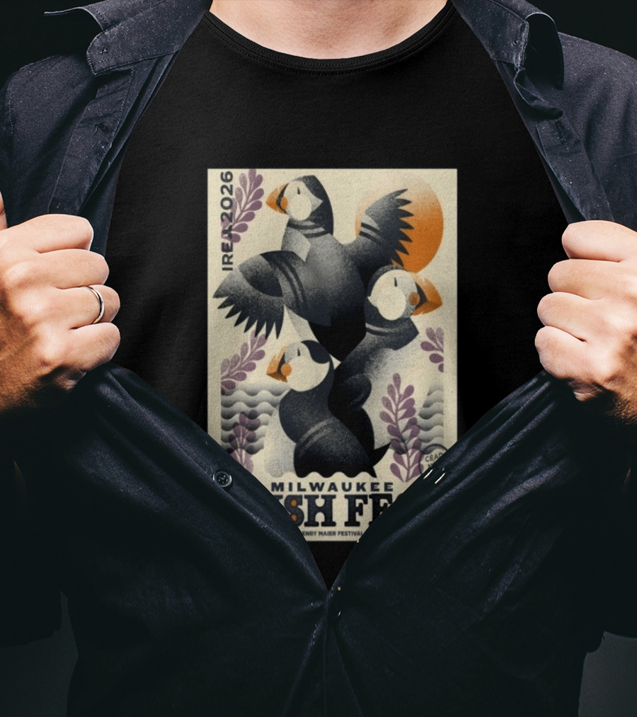 Milwaukee Irish Fest August 13 16 2026 Wisconsin Henry Maier Festival Park Ireland Céad Míle Fáilte Puffins T-Shirt