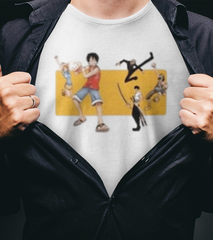 One Piece Classic Anime Characters In Action Pose T-Shirt