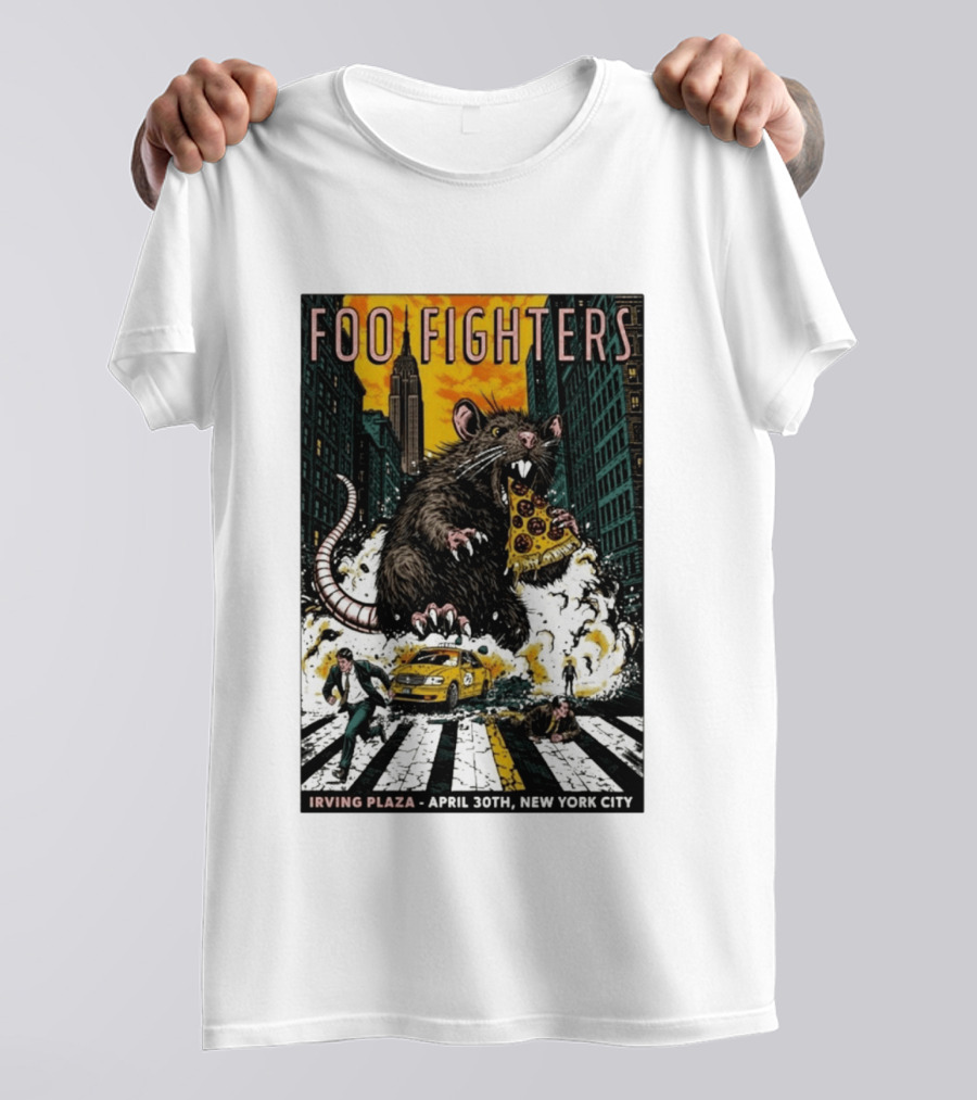 Foo Fighters NYC Irving Plaza April 30 2026 Giant Pizza Rat T-Shirt