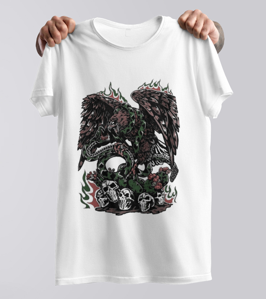 Warren Lotas Mexico Eagle Snake Cactus Flames T-Shirt