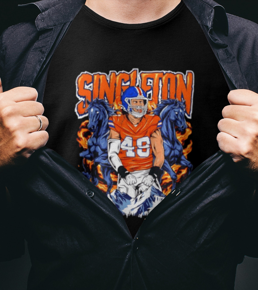 Alex Singleton Denver Broncos Dark Horse 48 Rocky Mountains T-Shirt