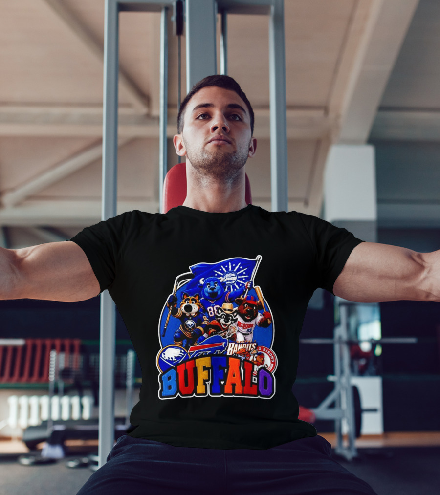 Buffalo Sabres Bills Bandits Bisons Mascot Squad T-Shirt